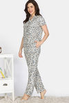 Zivame Snuggle Safari Knit Poly Pyjama Set - Antique White — thumbnail 2